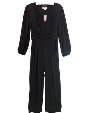 VELVET By Graham & Spencer Adalia Satin Jumpsuit Black XS (Fits S) $268 NWT